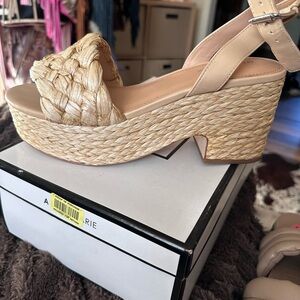 Marc Fisher Natural Woven Platform Sandals